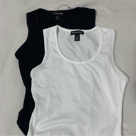 PLT. Basic Black & White Cotton Blend Racer Back Bodysuit. Size 4 - Picture 2 of 8
